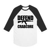 Defend Crabcore Baseball Tee White/Black