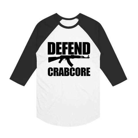 Defend Crabcore Baseball Tee White/Black